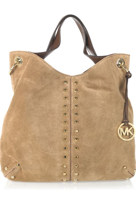 michael kors green and brown bag|brown suede michael kors handbags.